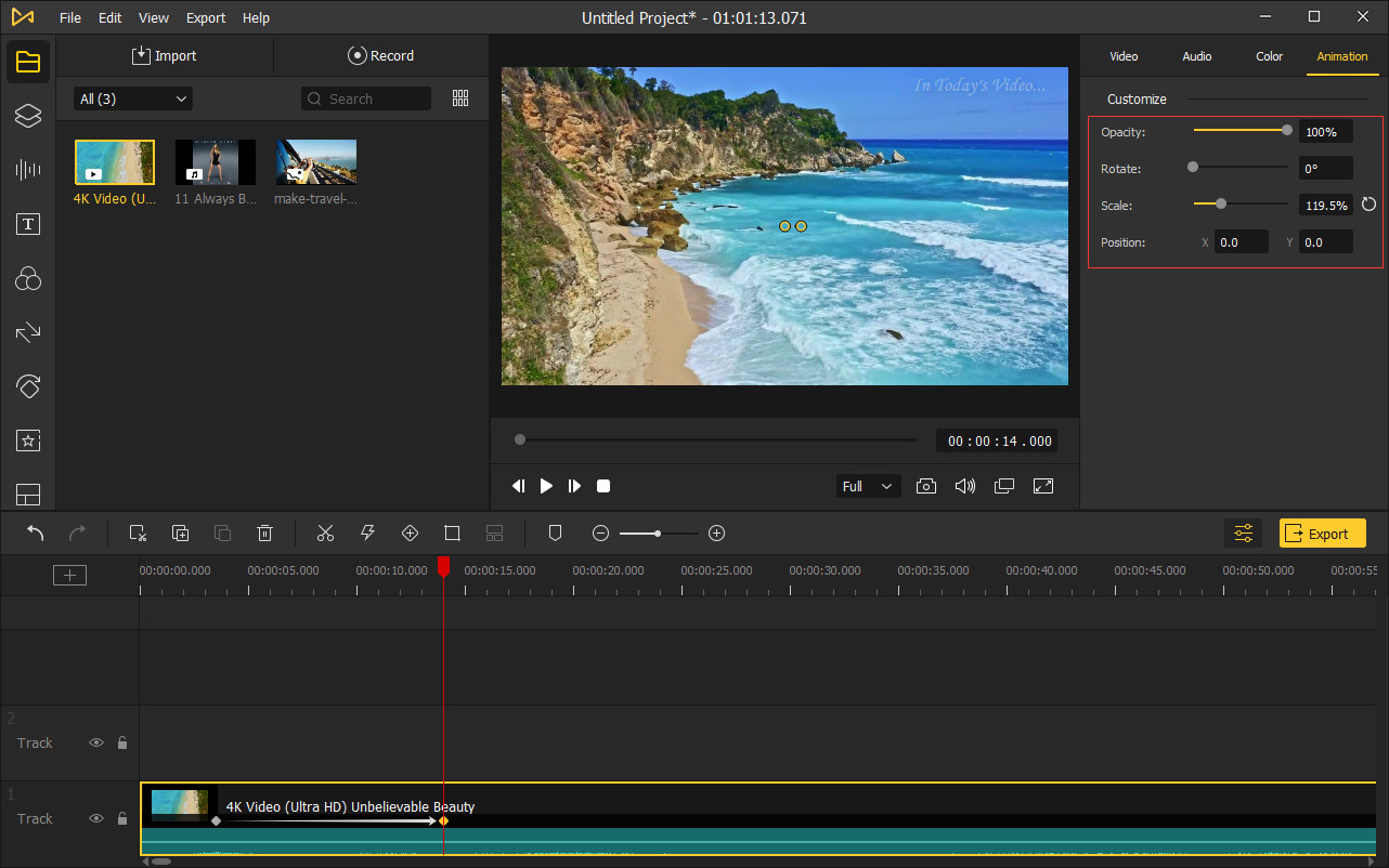añadir y editar Keyframes