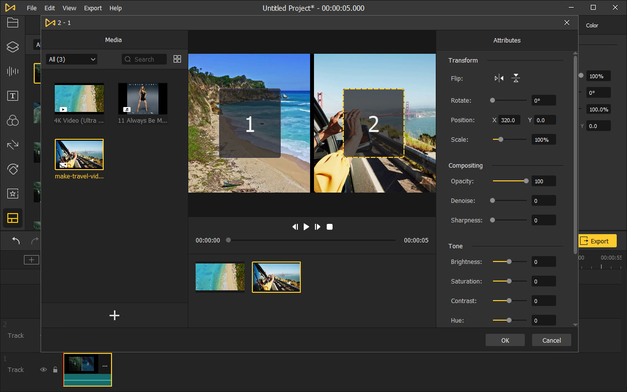 editar pantalla dividida