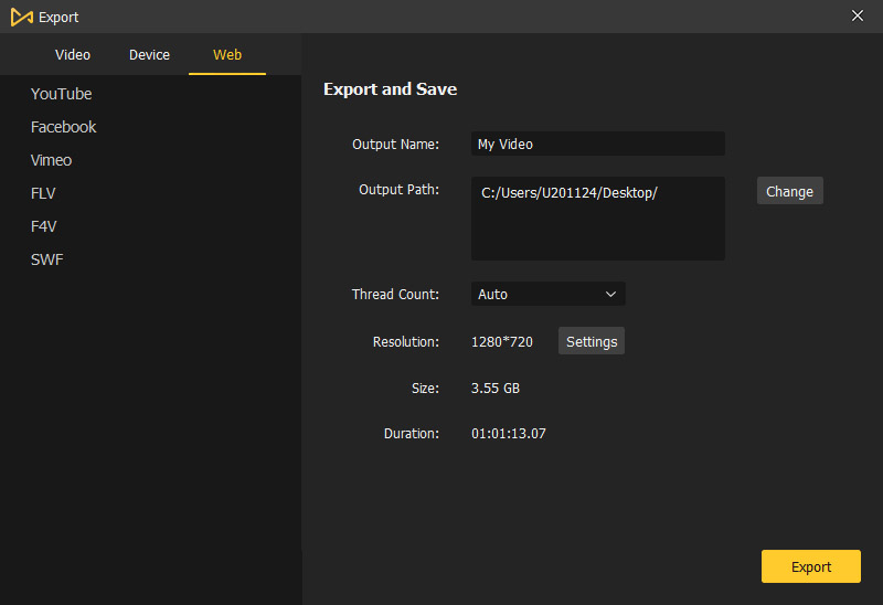 exportar video a la web