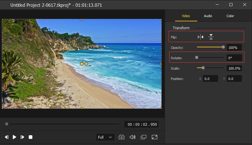 girar y voltear el vídeo