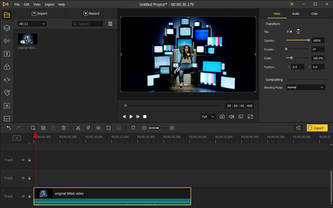 interfaz de acemovi video editor