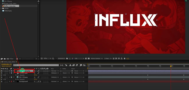 añadir texto a intro marvel en after effects