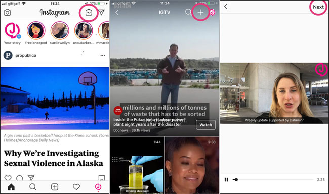 cómo cargar videos a instagram