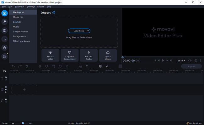 interfaz de movavi editor de video