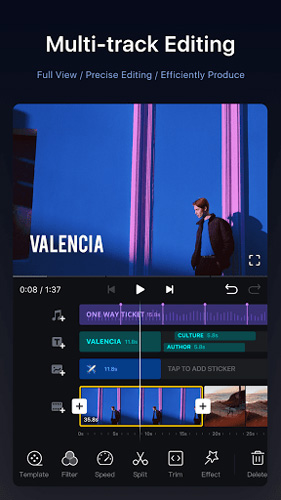 interfaz de edición de vn video editor